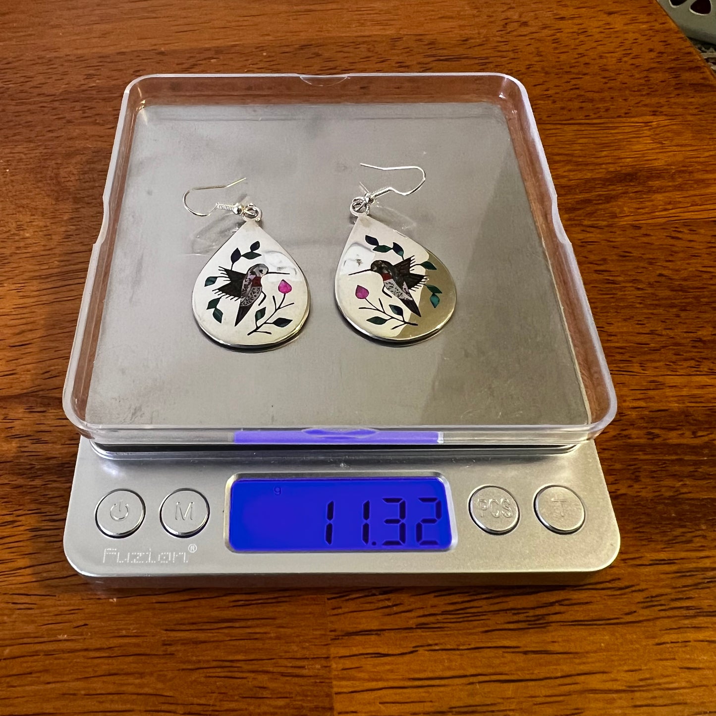 Raymond Boyd Sterling Silver Hummingbird Inlay Earrings