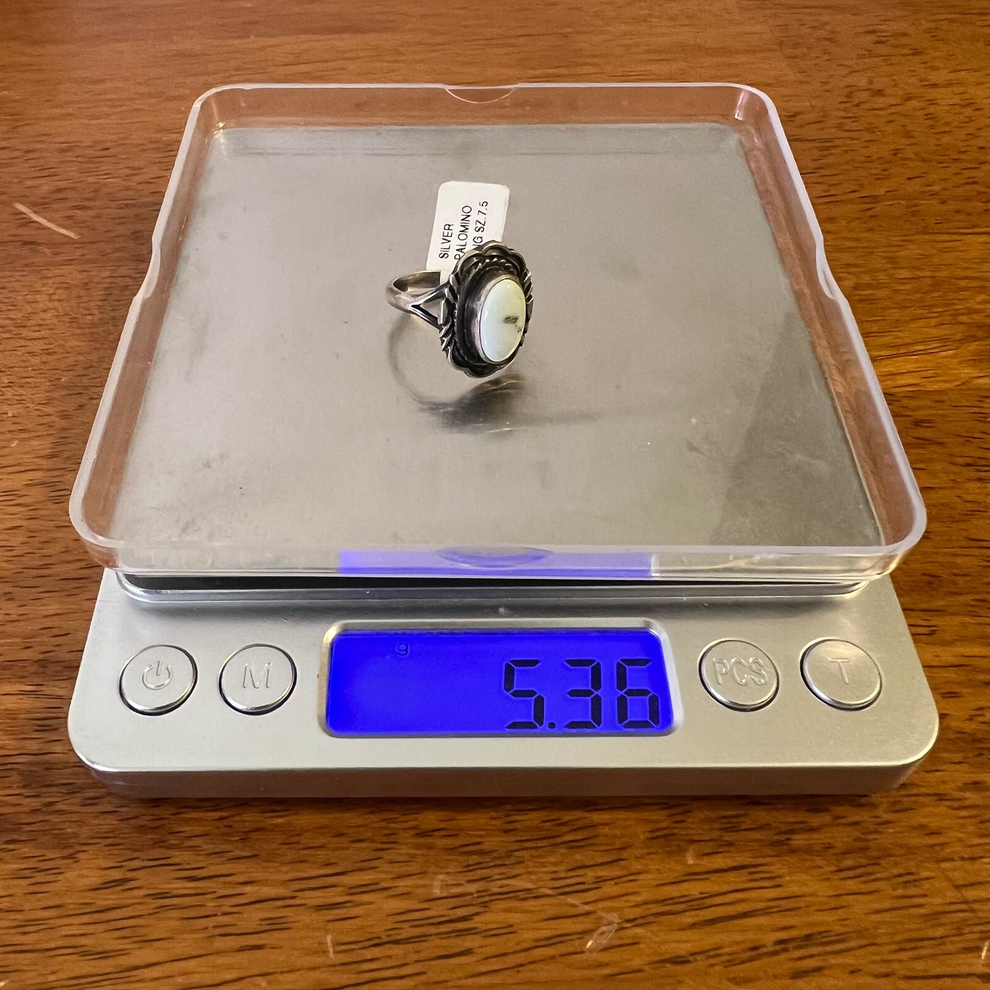 Virgil Chee Navajo Sterling Silver Palomino Turquoise Ring Size 7.5