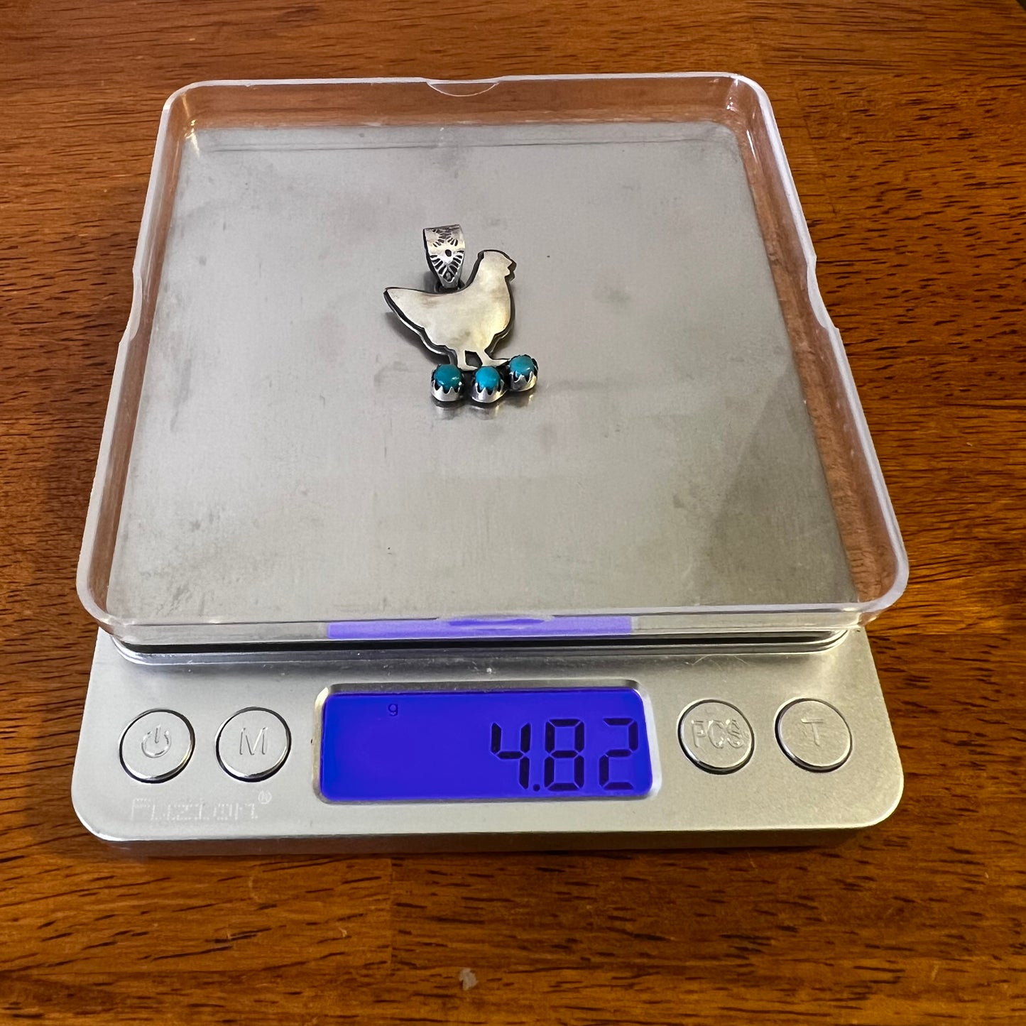 Sterling Silver Kingman Turquoise Chicken Pendant