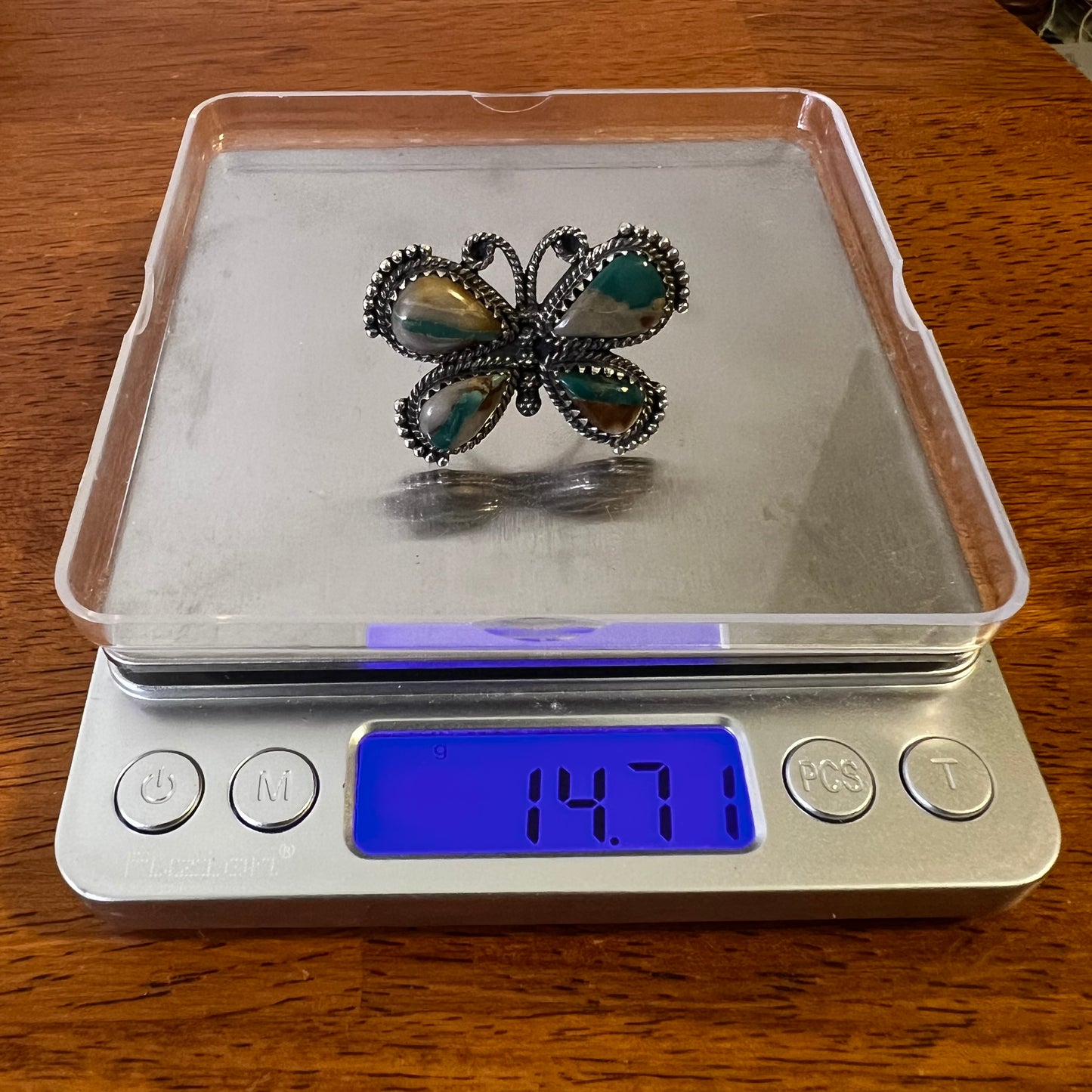 Ribbon Turquoise Butterfly Statement Ring | Sterling Silver Adjustable