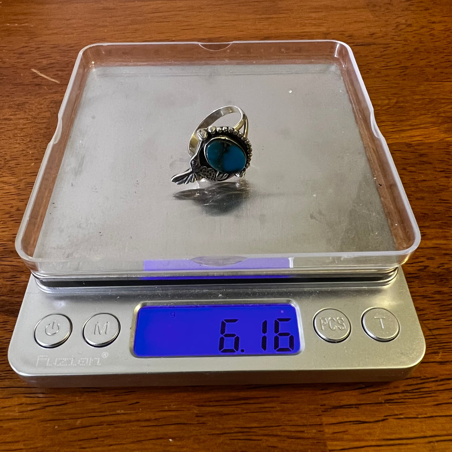 Kingman Turquoise Hummingbird Sterling Silver Ring – Size 9.5