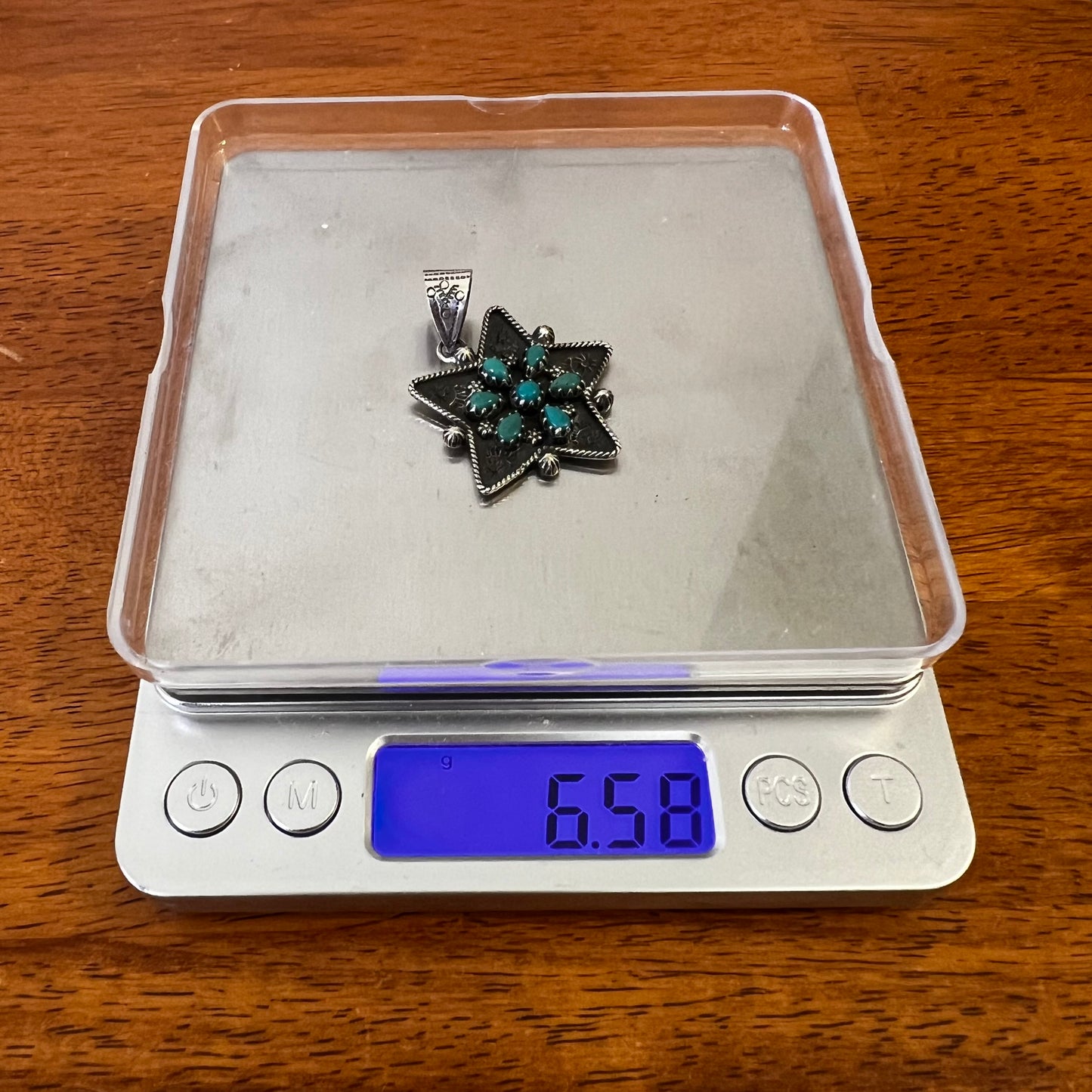 Kingman Turquoise Cluster Star Pendant – Sterling Silver