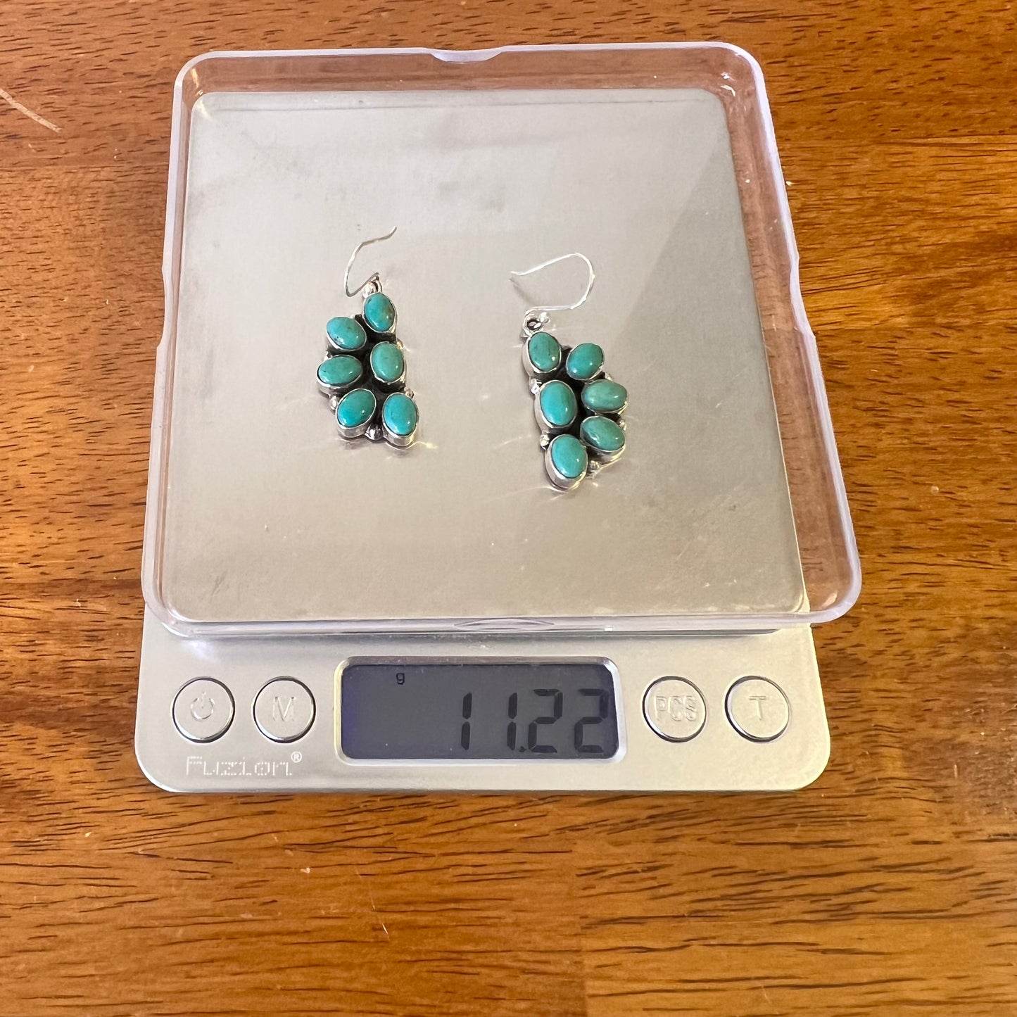 Kingman Turquoise Cluster Dangle Earrings | Sterling Silver