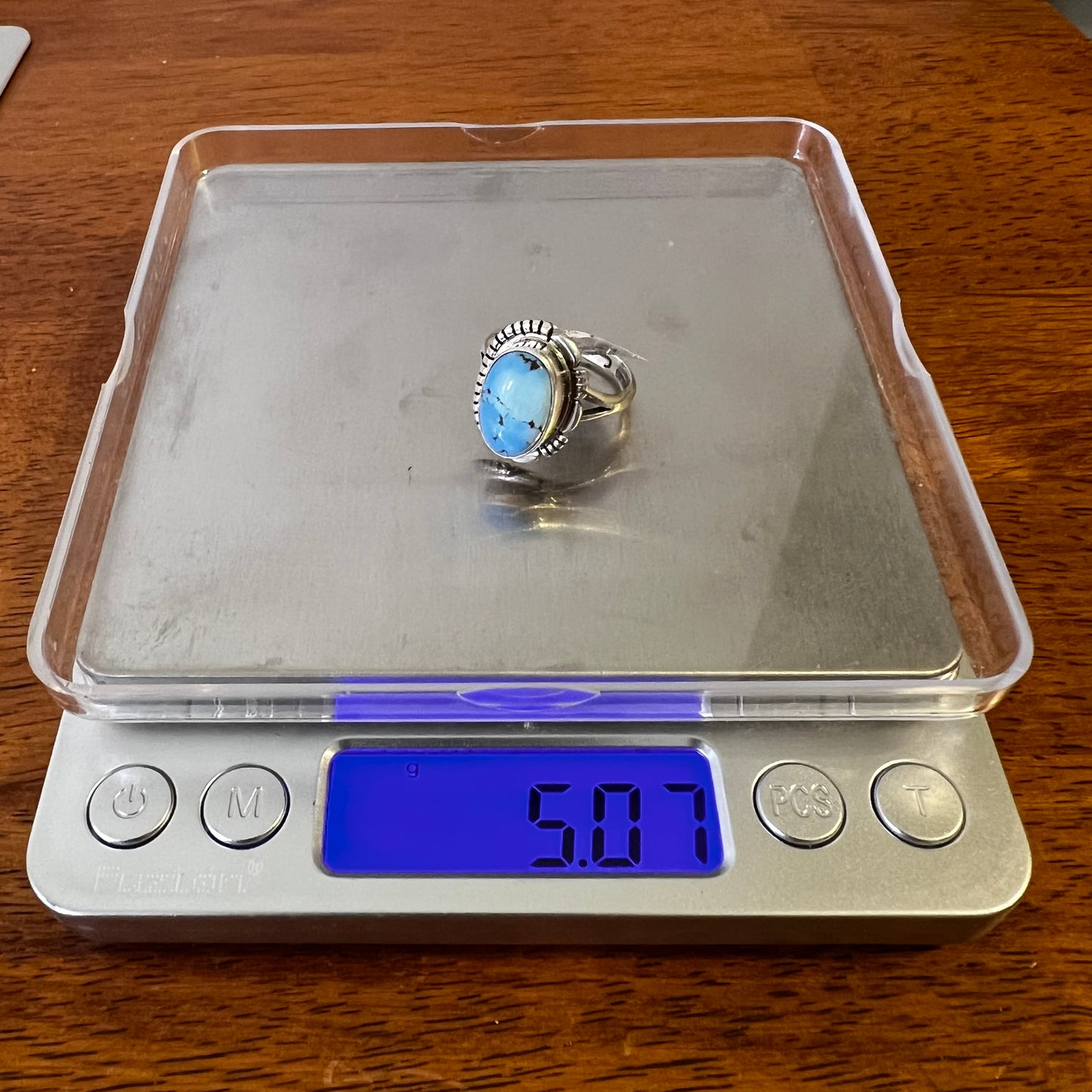 Golden Hills Turquoise Ring Size 8 Navajo Sterling Silver Norvin Johnson
