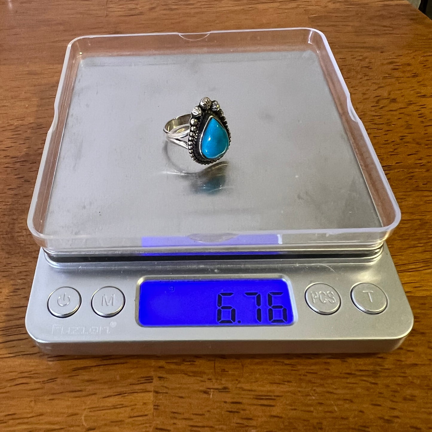 Sterling Silver Kingman Turquoise Teardrop Ring Size 8.5