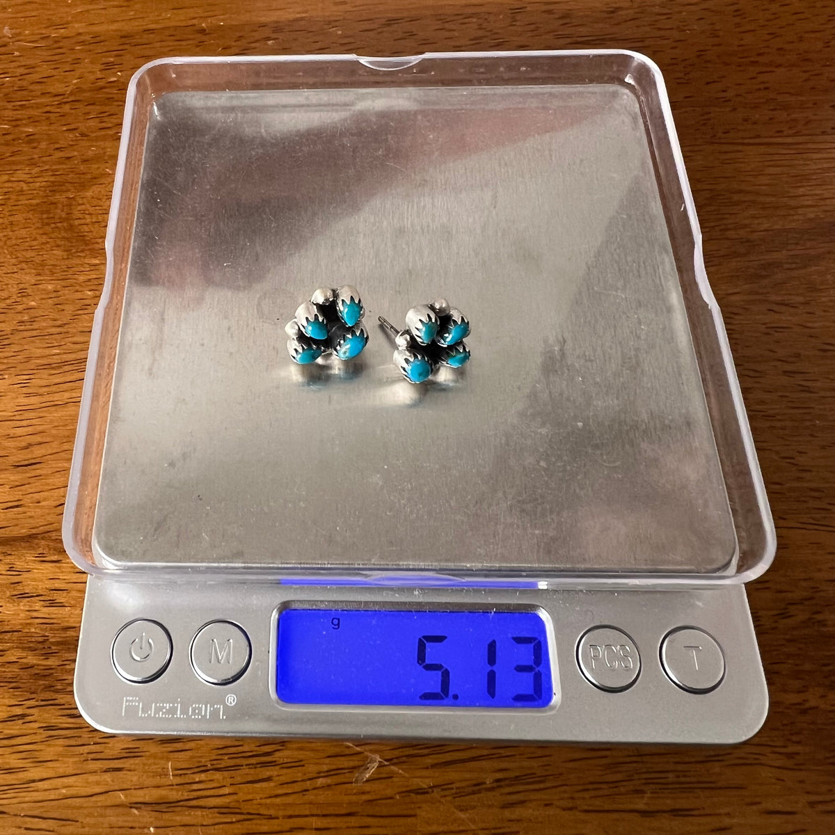 Sterling Silver Kingman Turquoise Cluster Stud Earrings