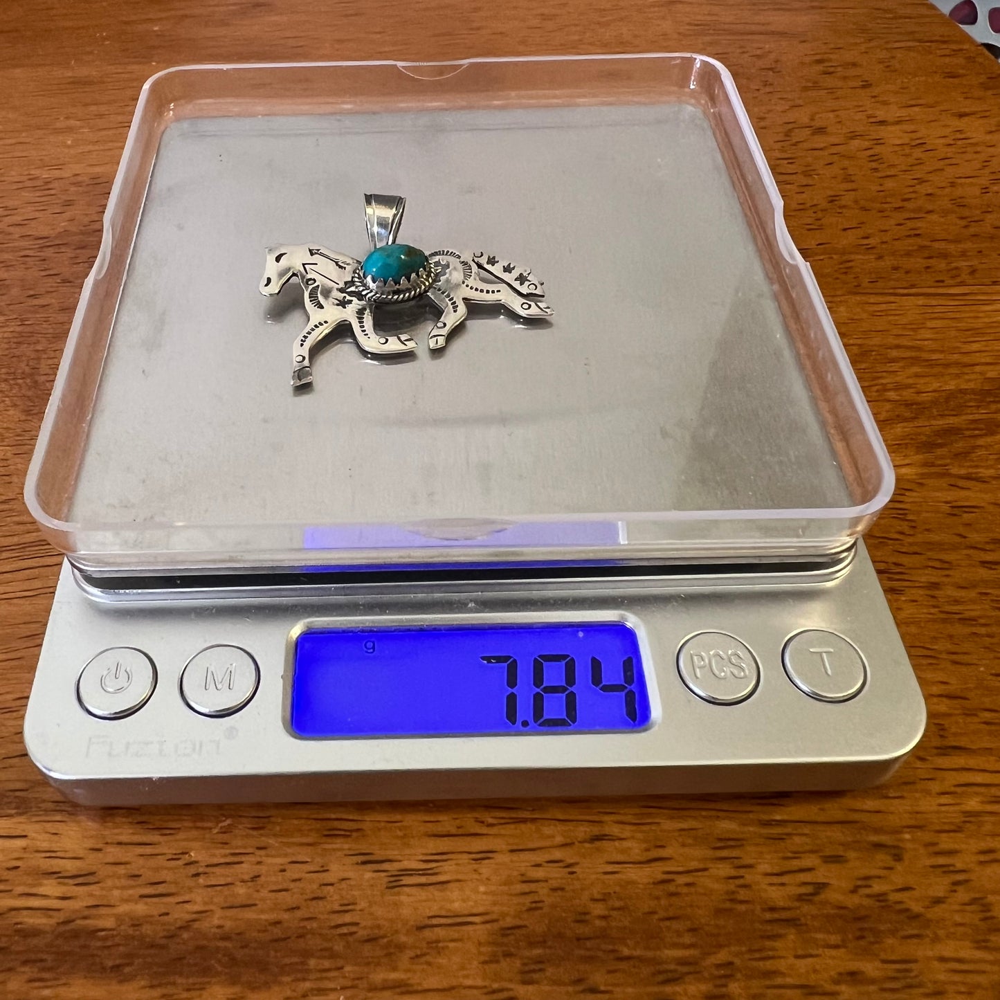 Kingman Turquoise Horse Pendant in Sterling Silver