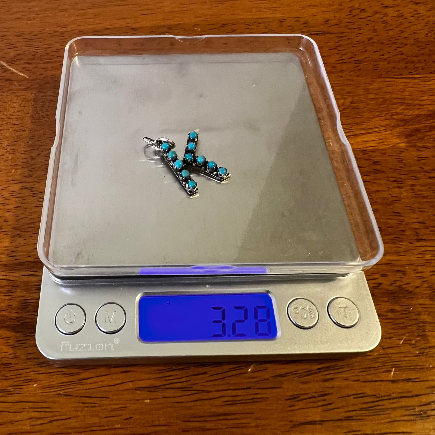 Kingman Turquoise Initial K Sterling Silver Pendant
