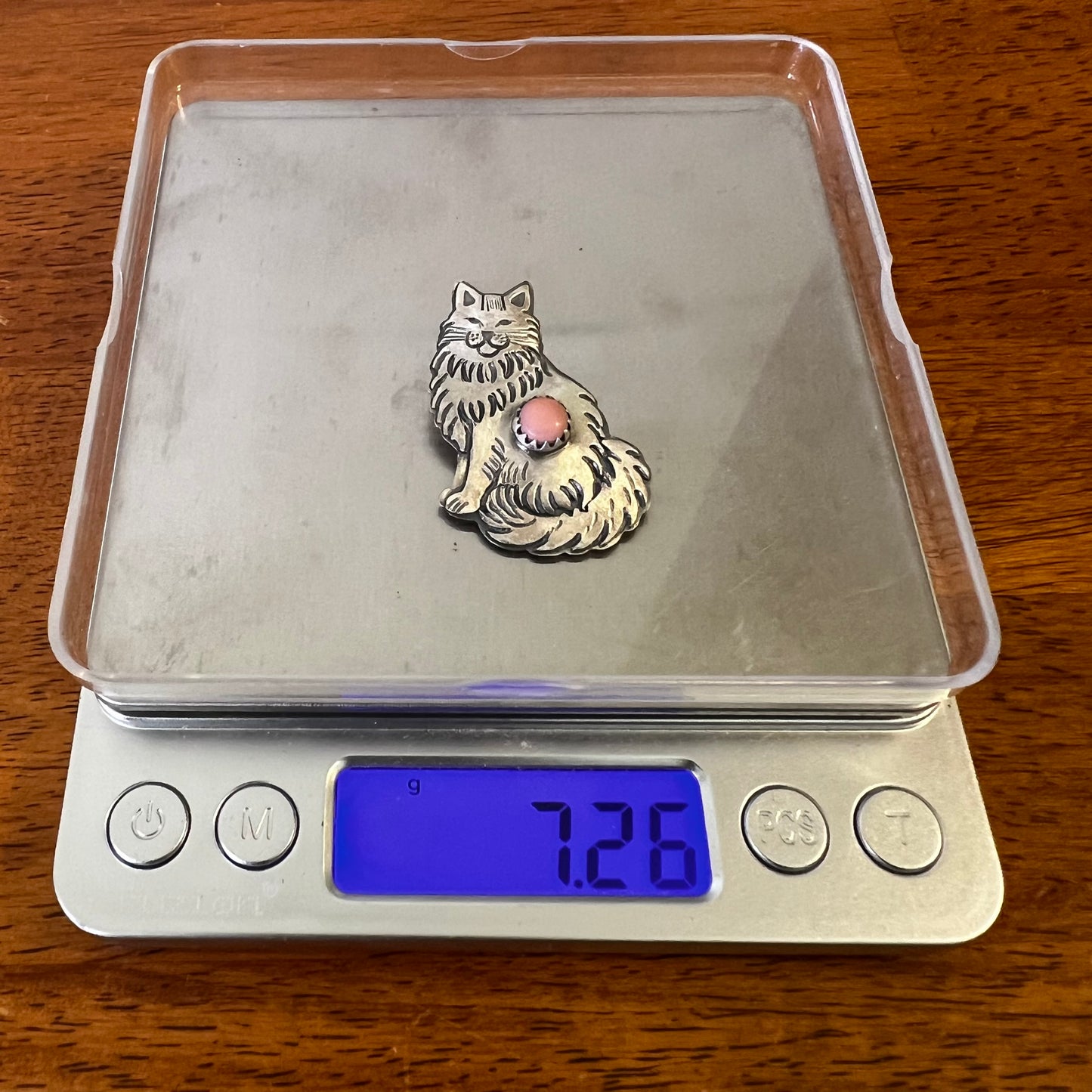 Sterling Silver Queen Conch Long Hair Cat Pendant