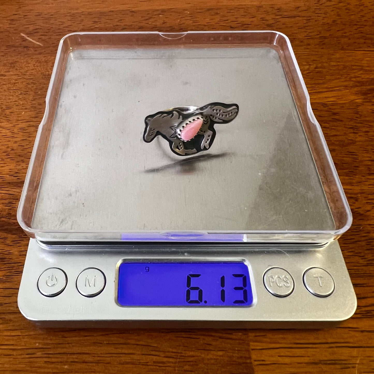 Sterling Silver Queen Conch Running Horse Ring Adjustable