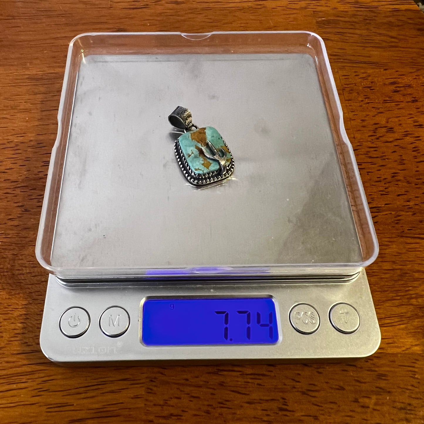 Sterling Silver & Kingman Turquoise Cactus Pendant