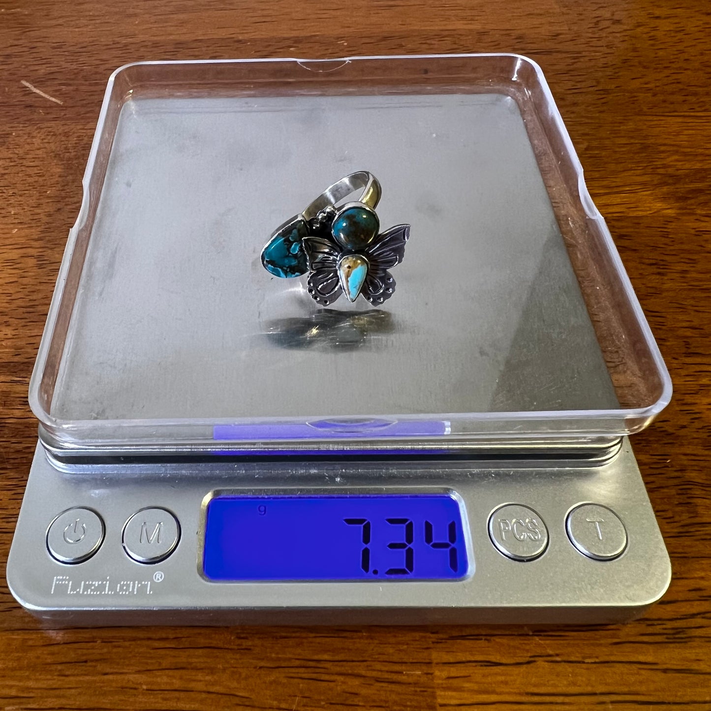 Kingman Turquoise Butterfly Ring | Handmade Sterling Silver Statement Ring Size 9