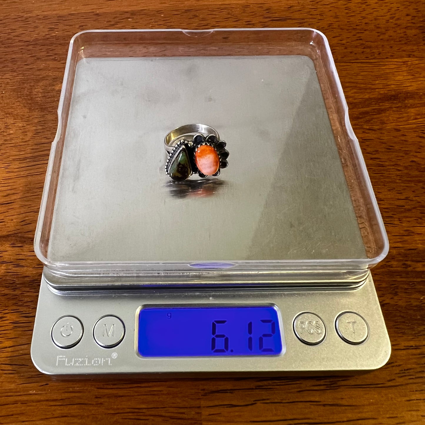 Kingman Turquoise & Spiny Oyster Ring – Sterling Silver Size 7