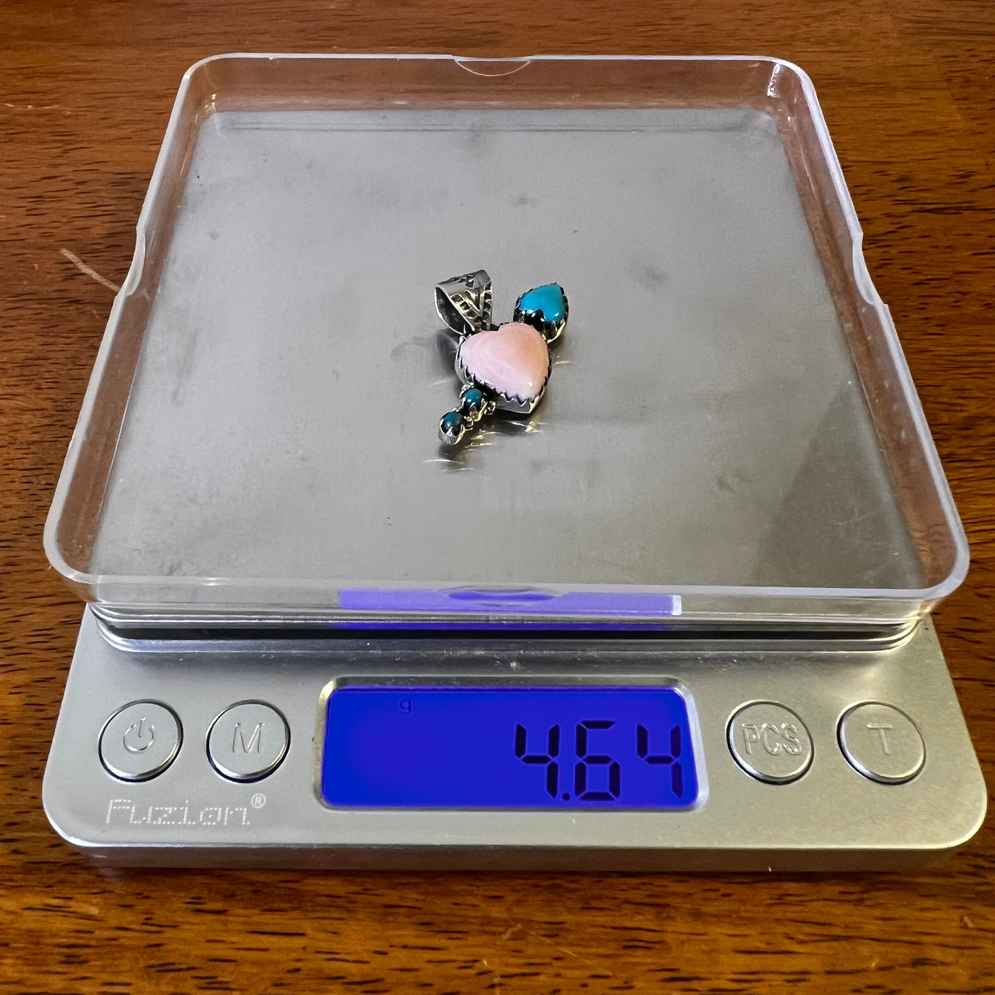 Queen Conch Heart & Kingman Turquoise Arrow Sterling Silver Pendant