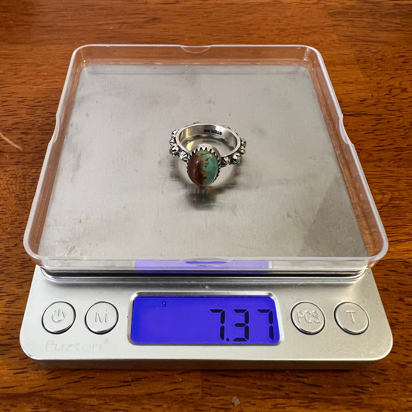Sterling Silver & Kingman Turquoise Ring | Infinity Band | Size 10.5