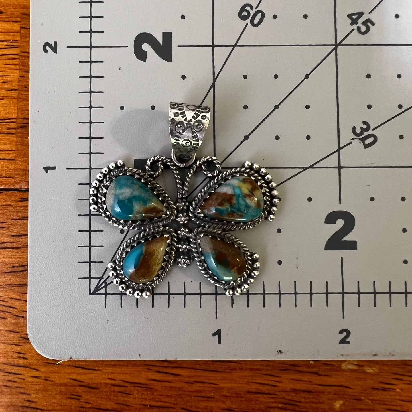 Ribbon Turquoise Statement Butterfly Pendant in Sterling Silver