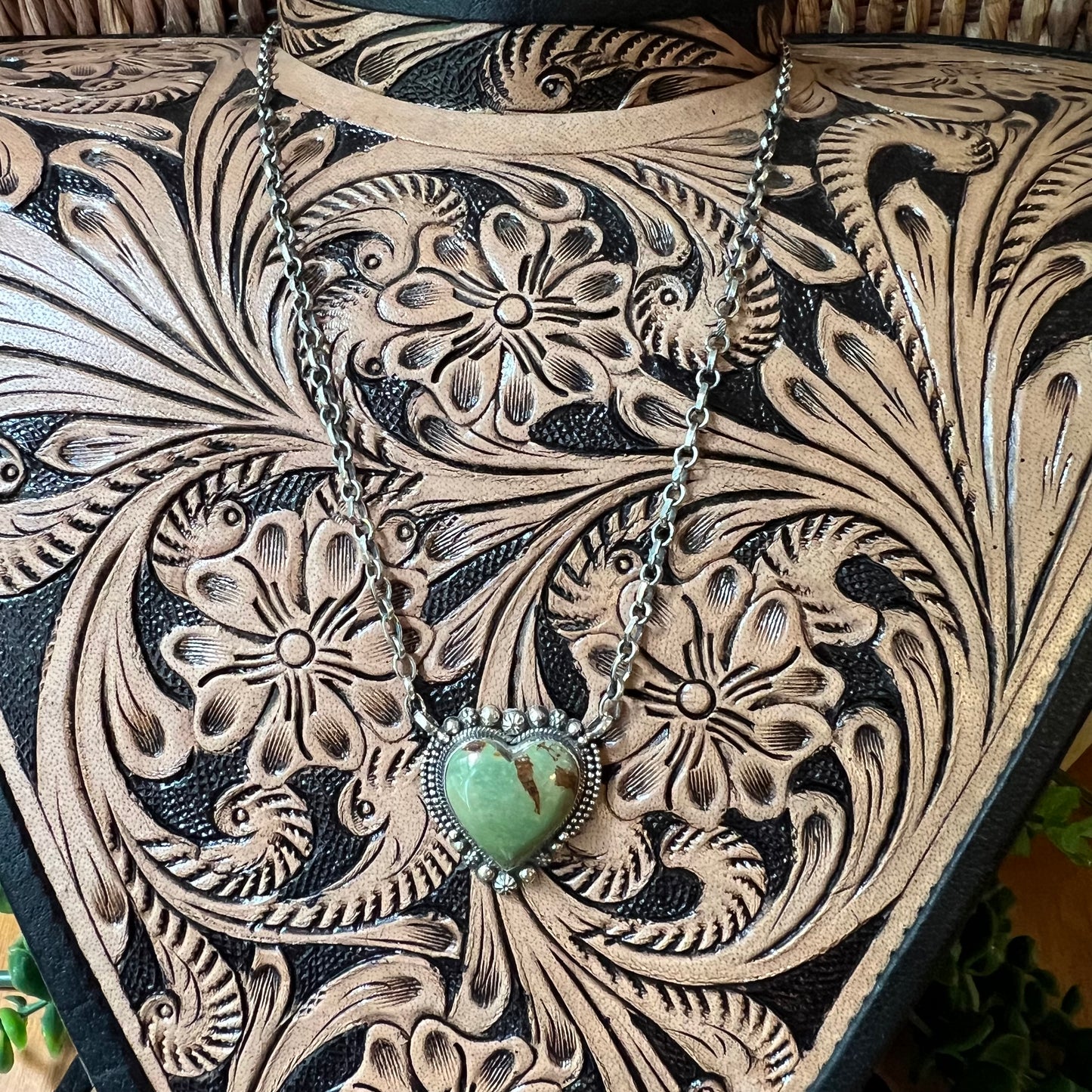 Sterling Silver Kingman Turquoise Heart Necklace