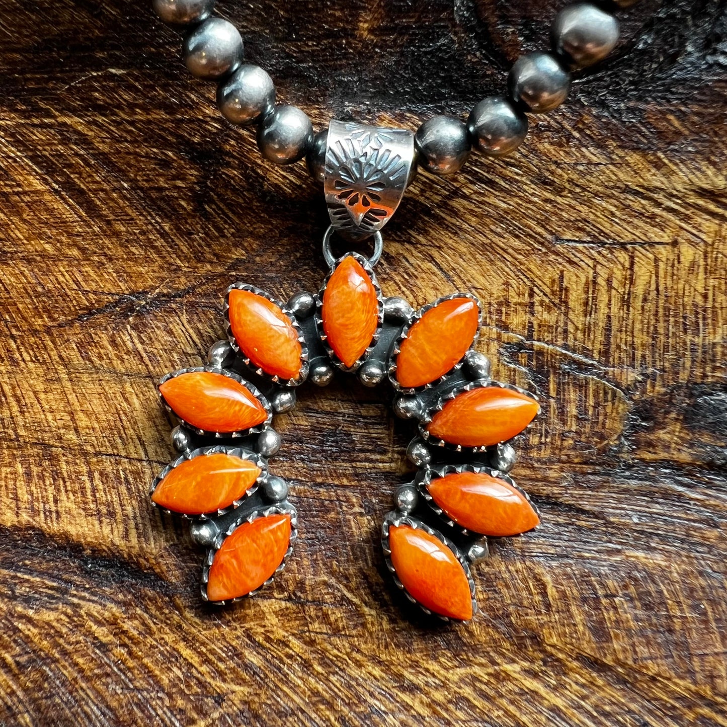 Sterling Silver & Spiny Oyster Naja Pendant