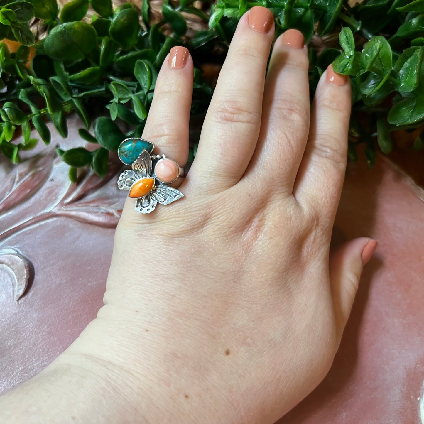 Sterling Silver Multi-Stone Butterfly Ring – Size 6