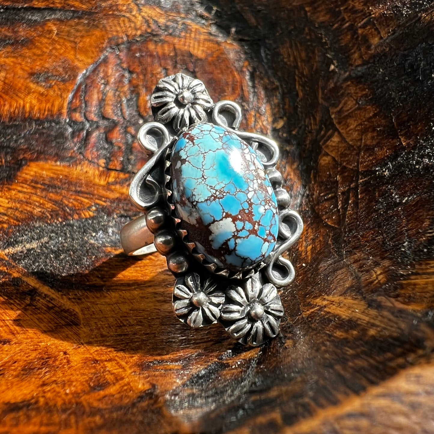 Sterling Silver & Golden Hills Turquoise Ring | Size 9 (Adjustable)