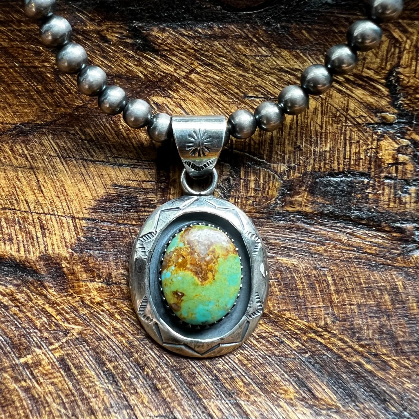 Sterling Silver Kingman Turquoise Shadowbox Pendant
