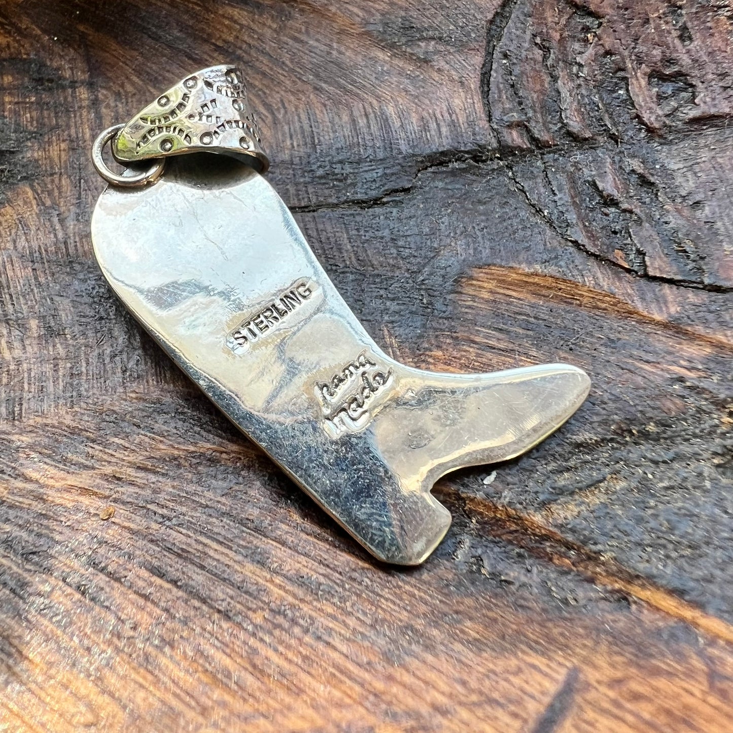 Queen Conch Cowboy Boot Pendant | Handcrafted Sterling Silver