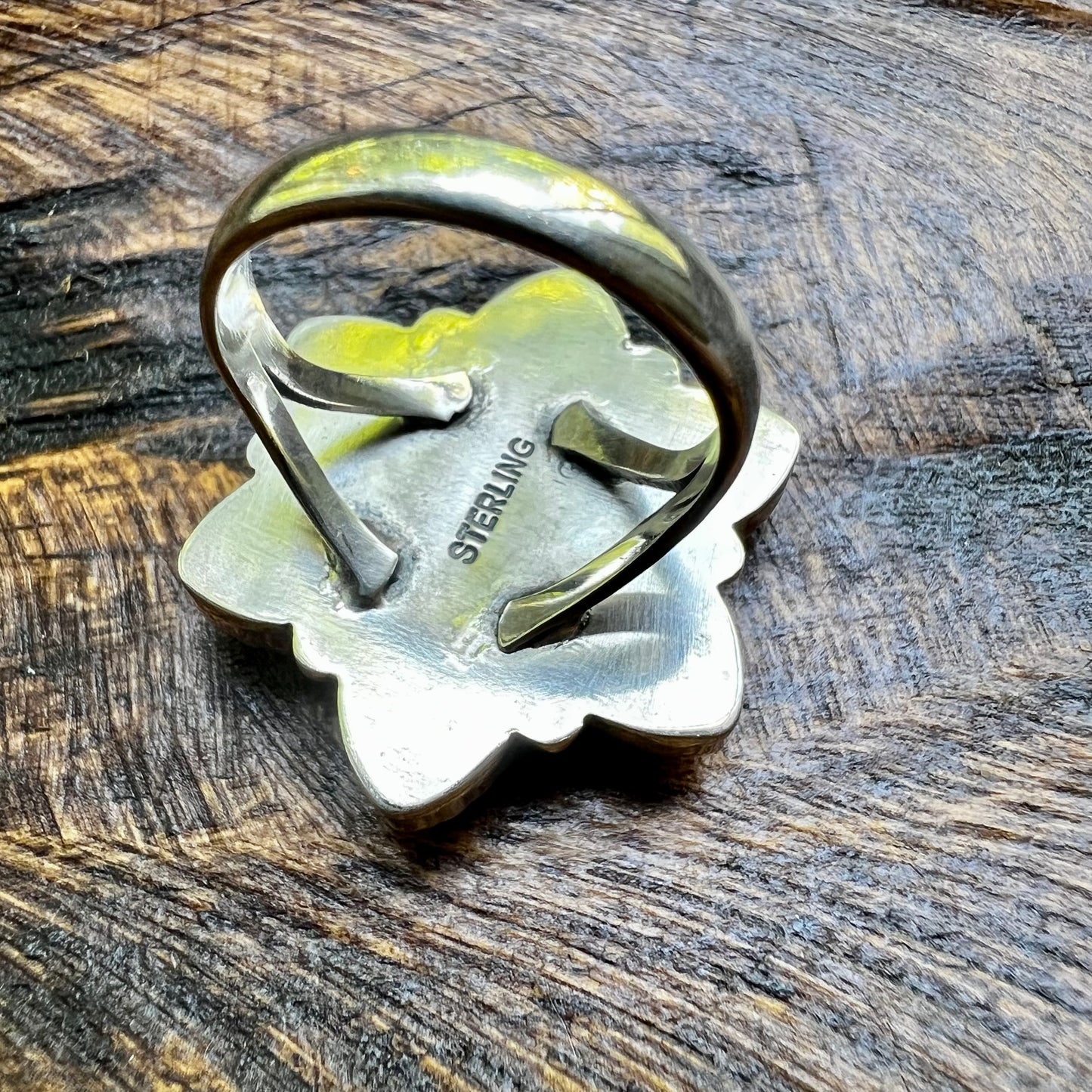 Queen Conch & Kingman Turquoise Flower Cluster Ring – Size 9.5