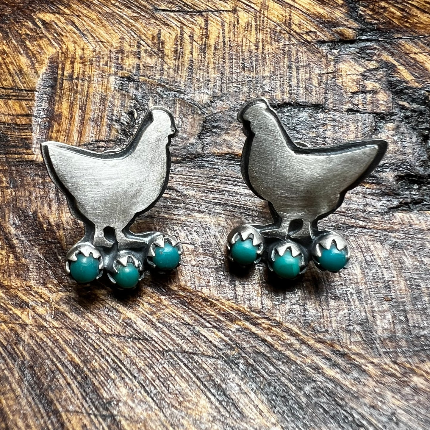 Sterling Silver Kingman Turquoise Chicken Post Earrings
