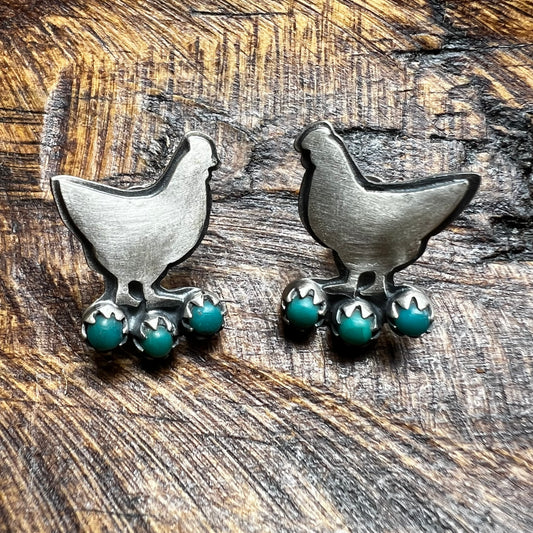 Sterling Silver Kingman Turquoise Chicken Post Earrings