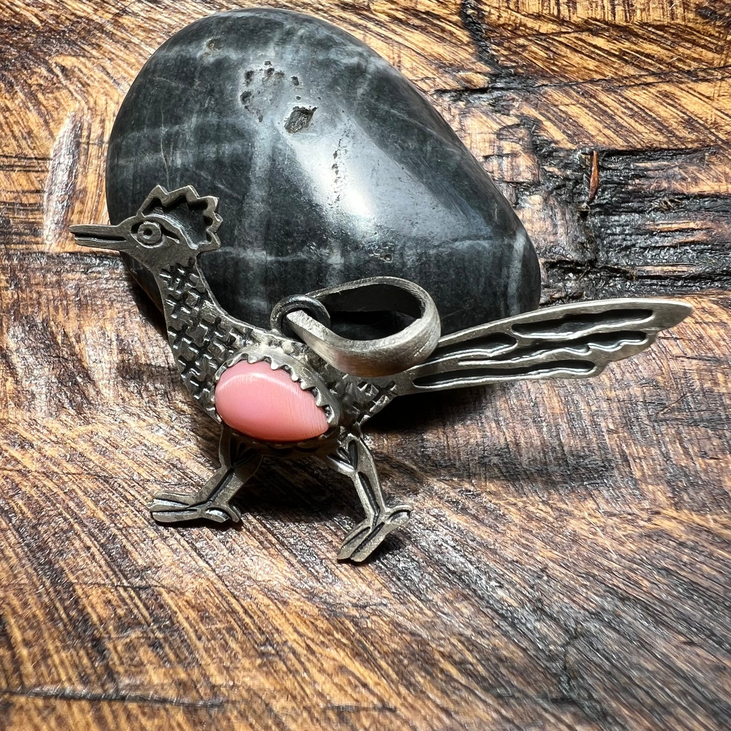 Sterling Silver Queen Conch Roadrunner Pendant