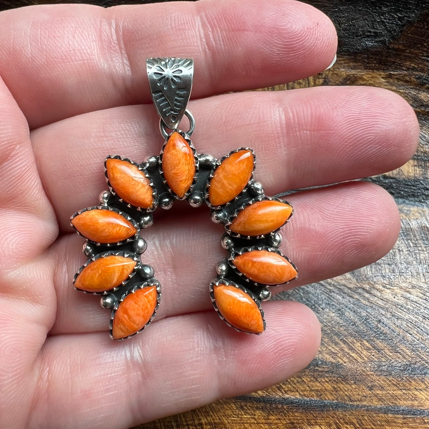 Sterling Silver & Spiny Oyster Naja Pendant