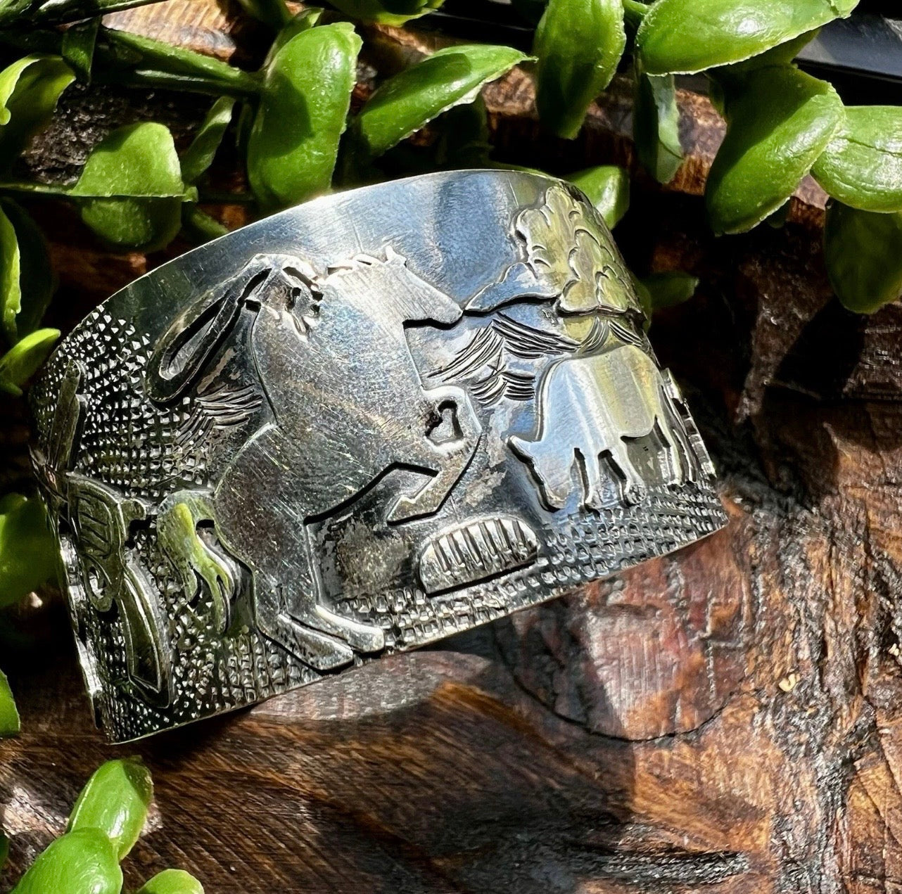 Sterling Silver Western Storyteller Cuff Bracelet | Handcrafted Collector Piece