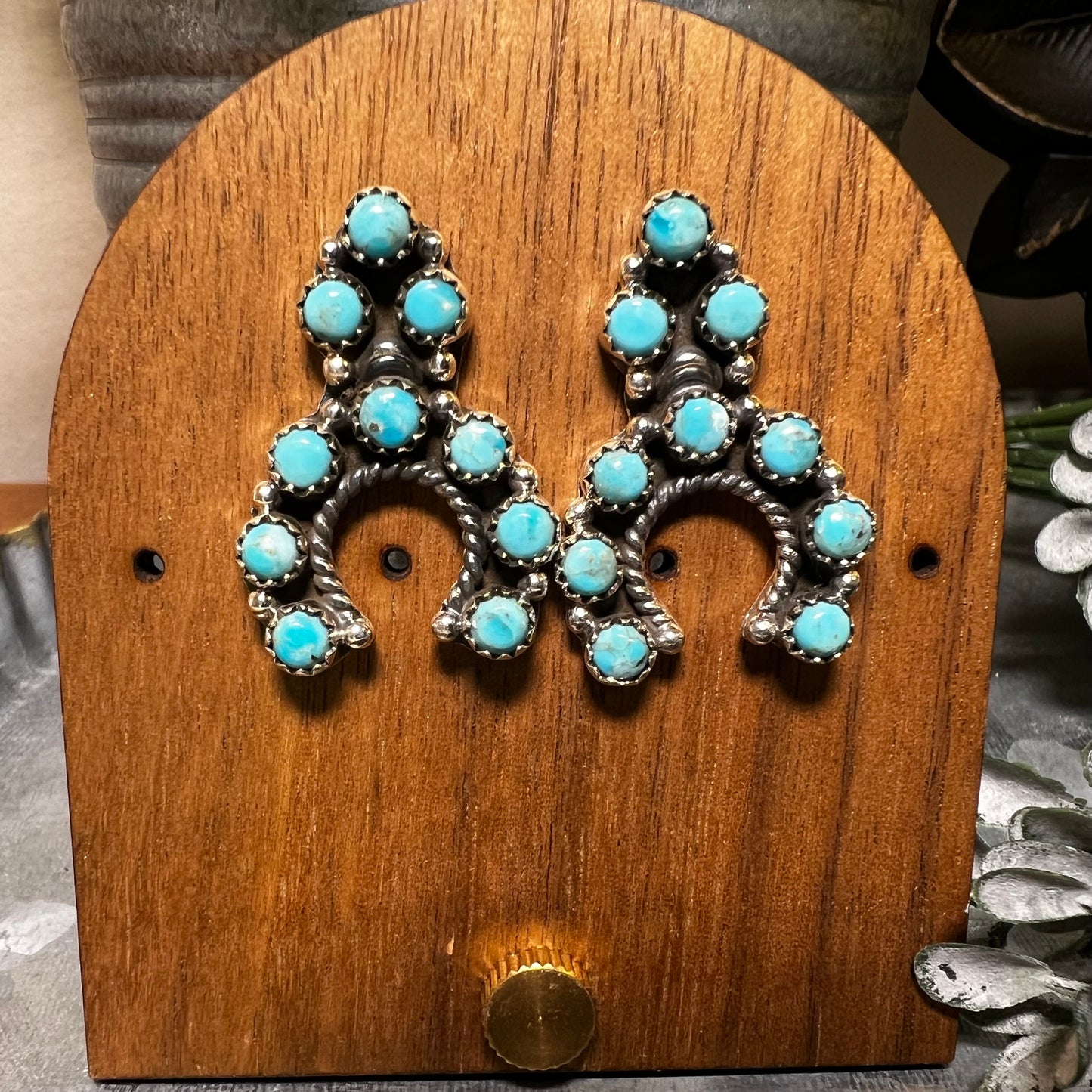 Hada Collection Kingman Turquoise Sterling Silver Naja Earrings