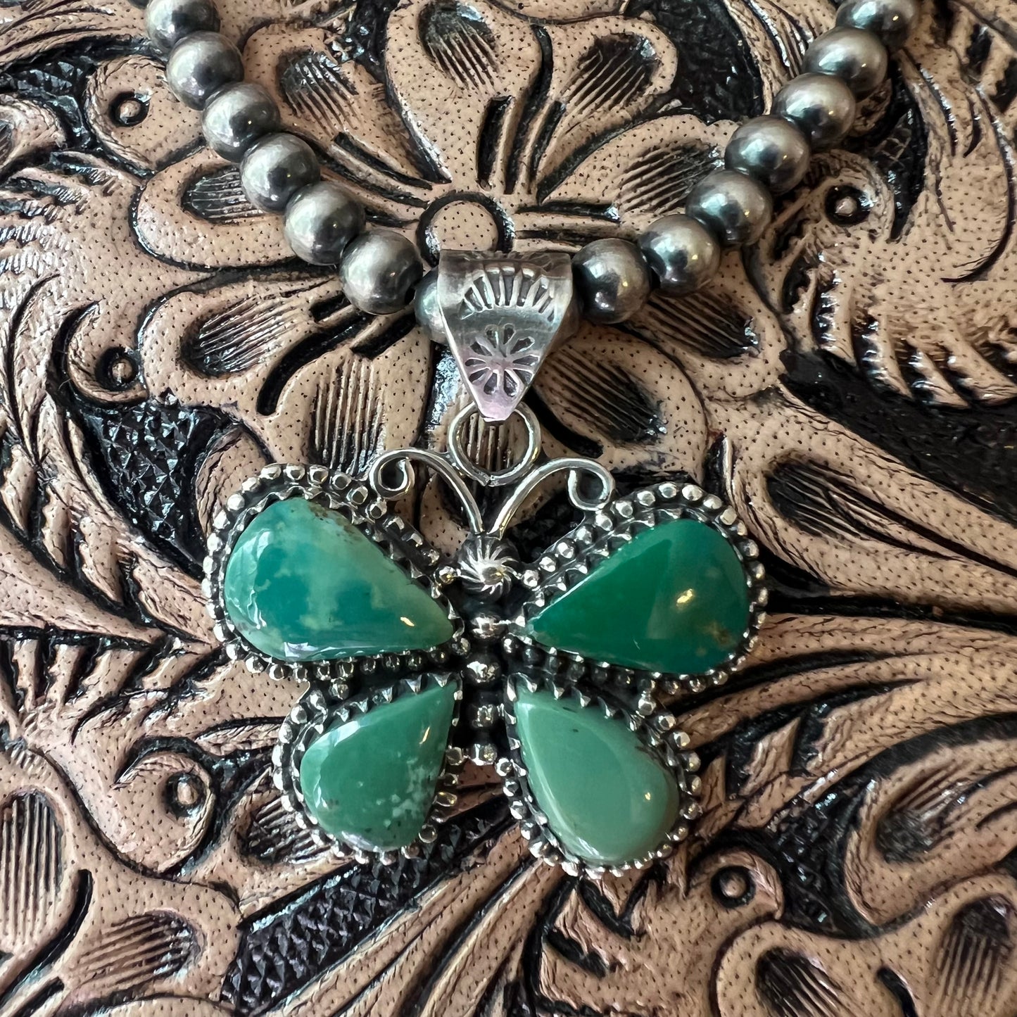Kingman Turquoise Butterfly Pendant – Sterling Silver