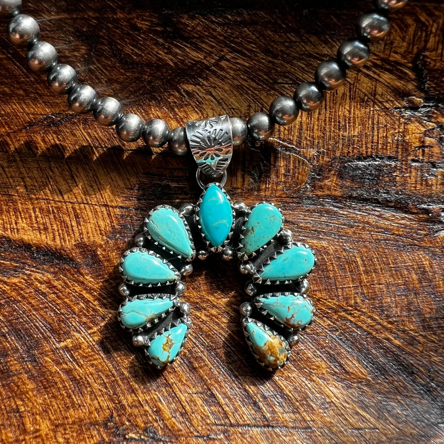 Sterling Silver Turquoise Cluster Naja Pendant