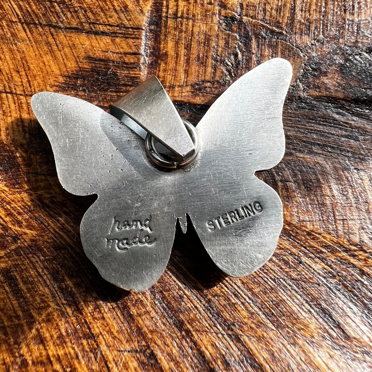 Sterling Silver Multi-Stone Butterfly Pendant – Kingman Turquoise, Italian Red Coral & Spiny Oyster