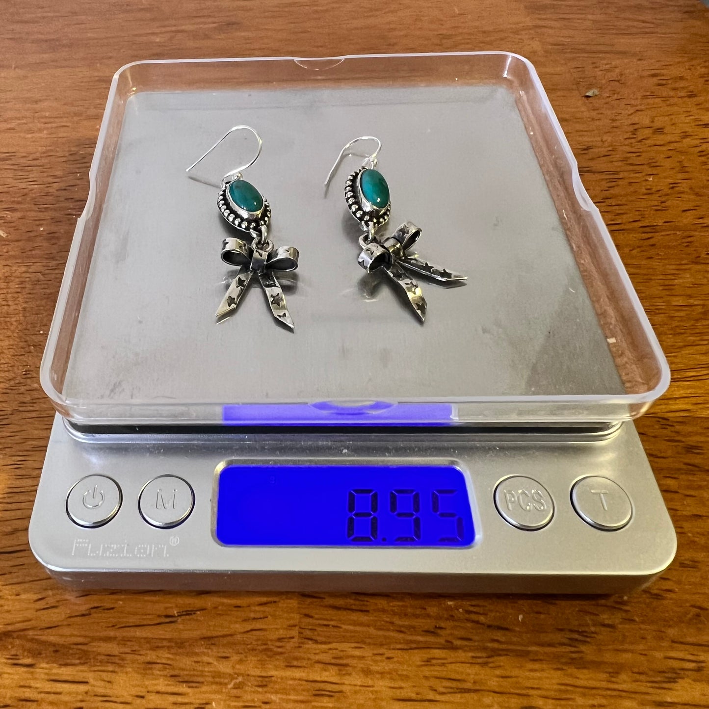 Kingman Turquoise Bow Dangle Earrings