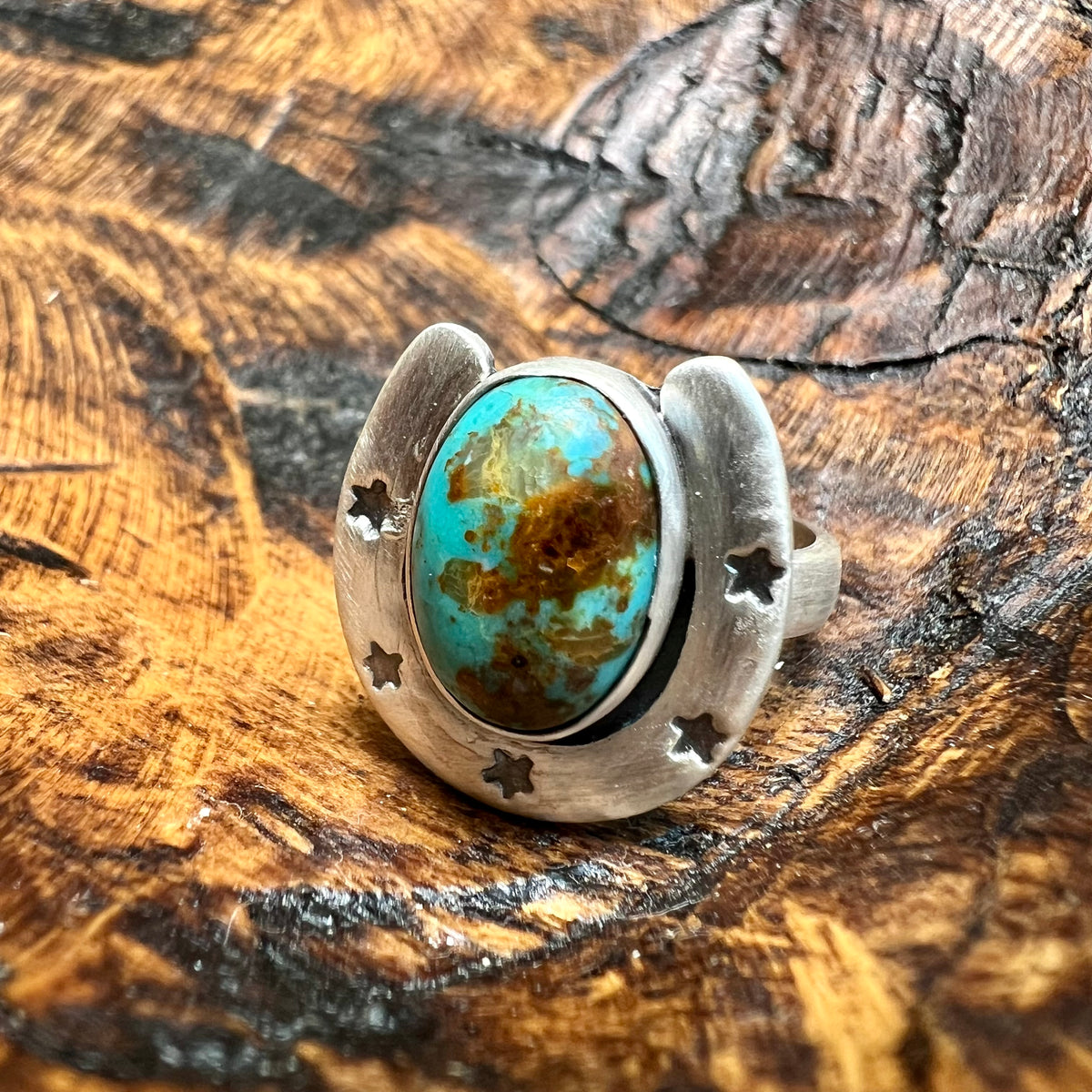Sterling Silver Horseshoe Statement Ring – Turquoise, Spiny Oyster & Queen Conch Options