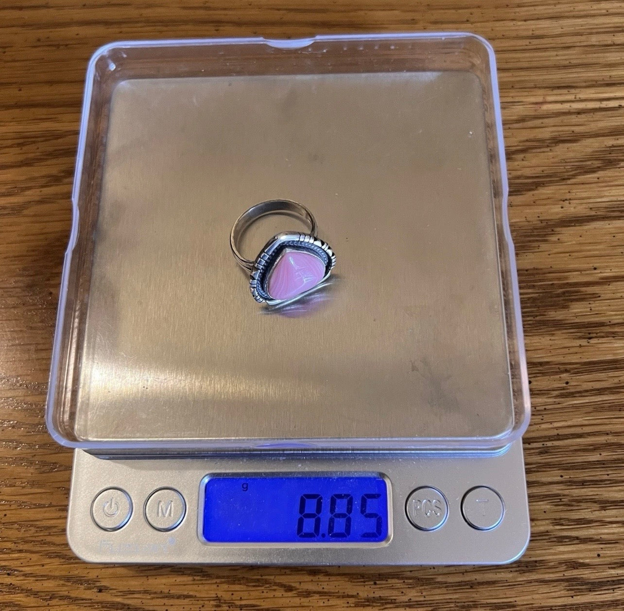 Sterling Silver Queen Conch Heart Shadowbox Ring — Size 9