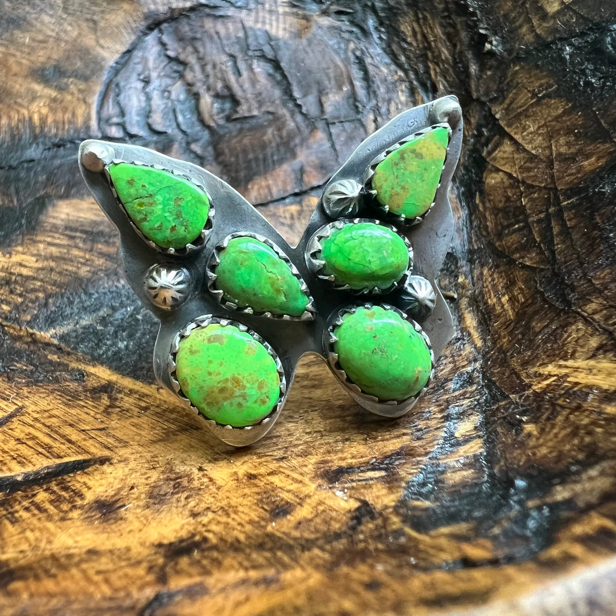 Sterling Silver Butterfly Cluster Ring – Sonoran Gold or Queen Conch