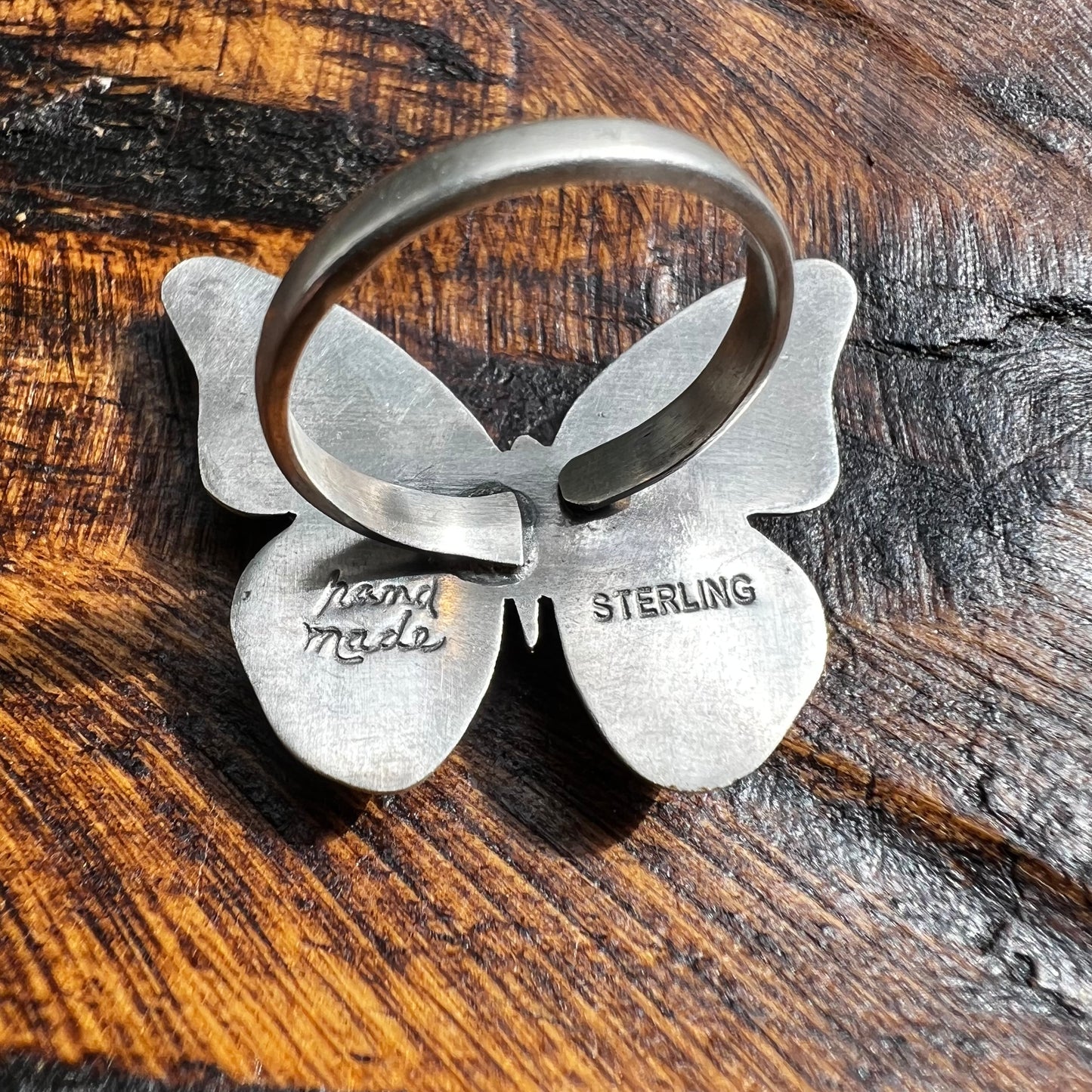 Sterling Silver Multi Stone Butterfly Ring Size 8 (Adjustable)