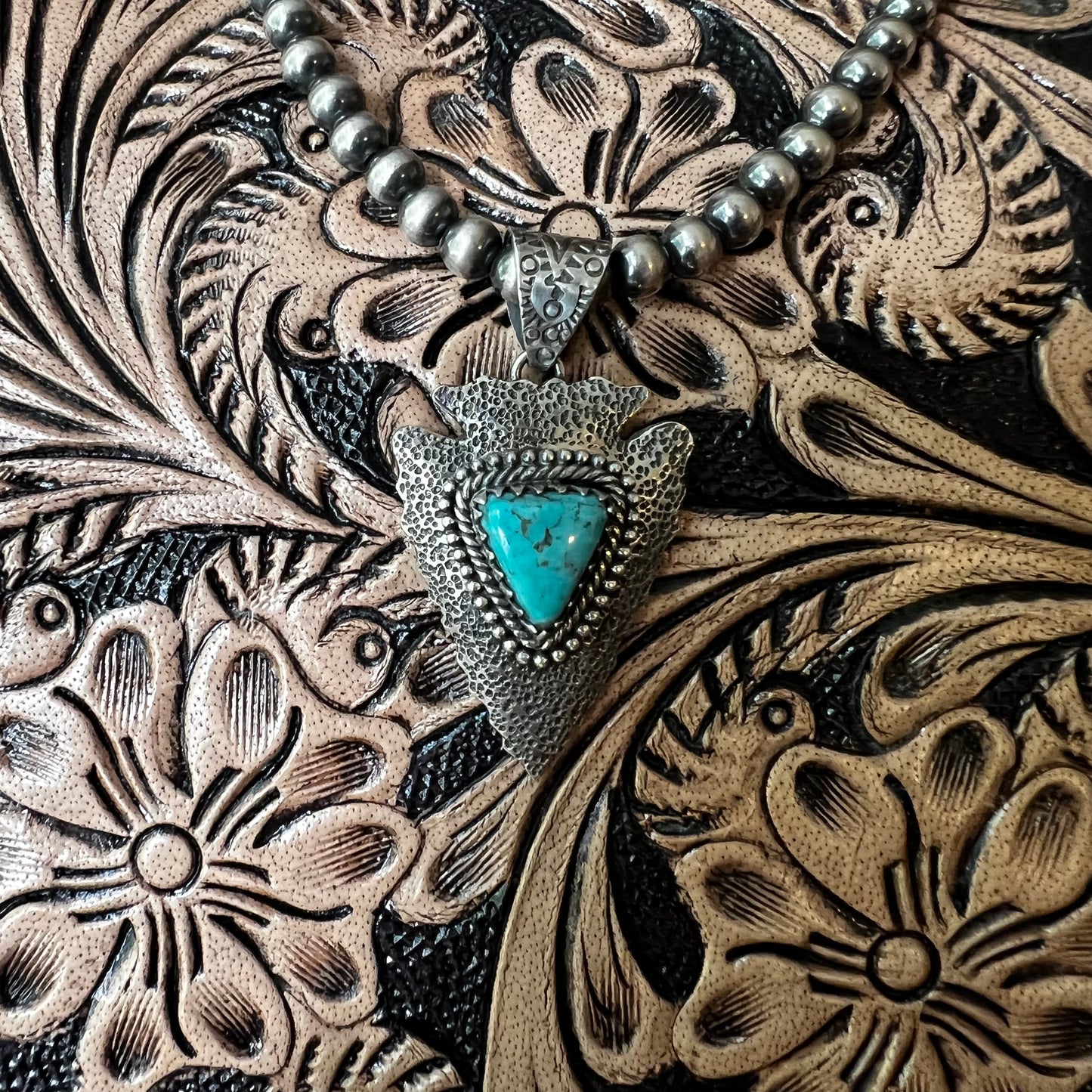 Kingman Turquoise Arrowhead Sterling Silver Pendant