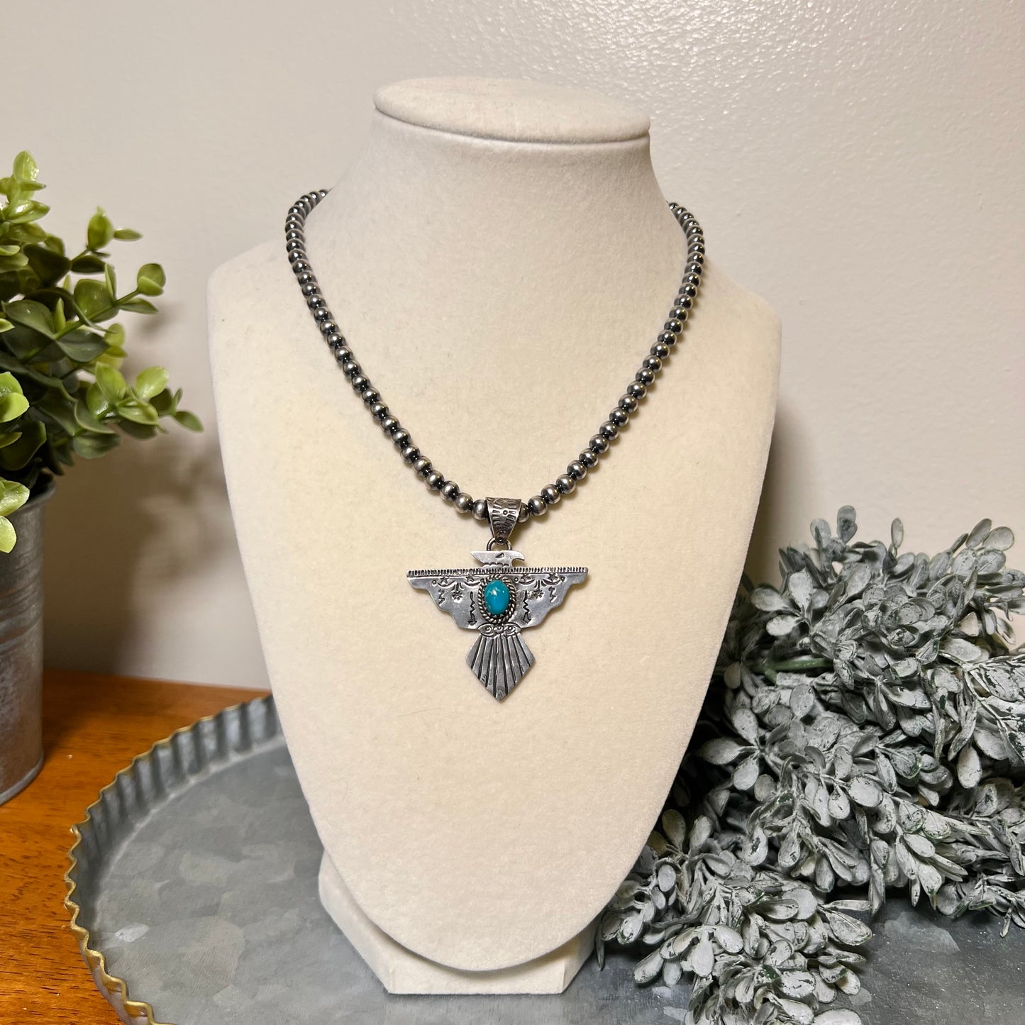 Kingman Turquoise Thunderbird Pendant