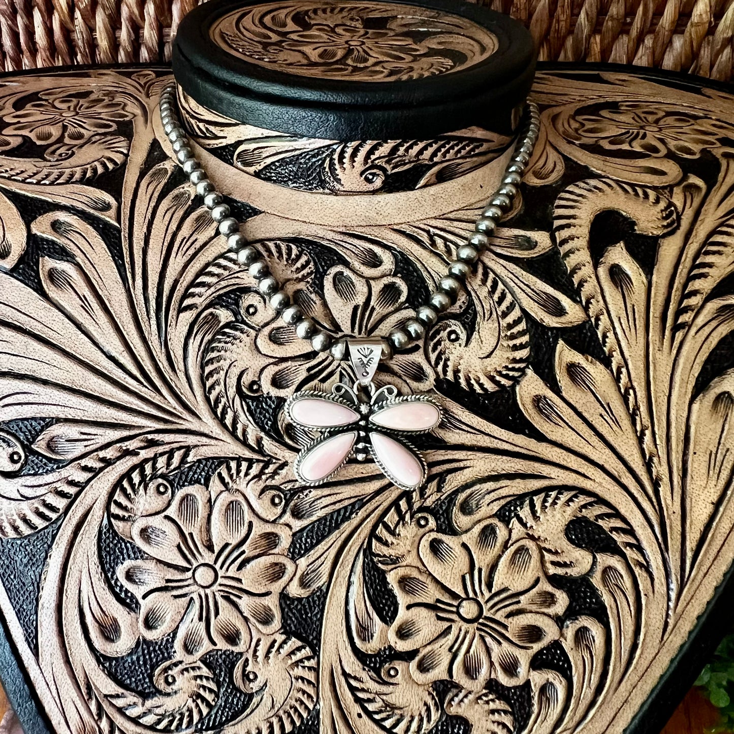 Pink Conch Butterfly Pendant