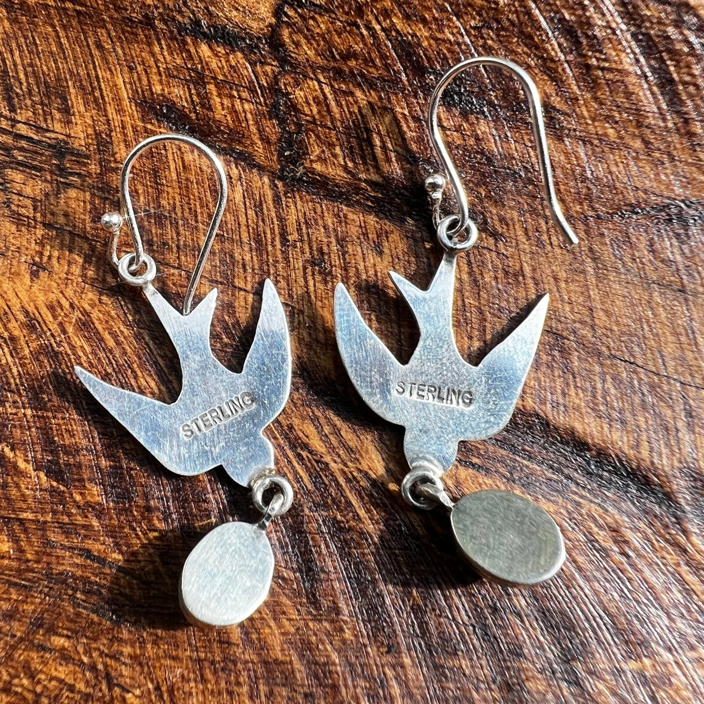 Sterling Silver Bird Earrings with Kingman Turquoise