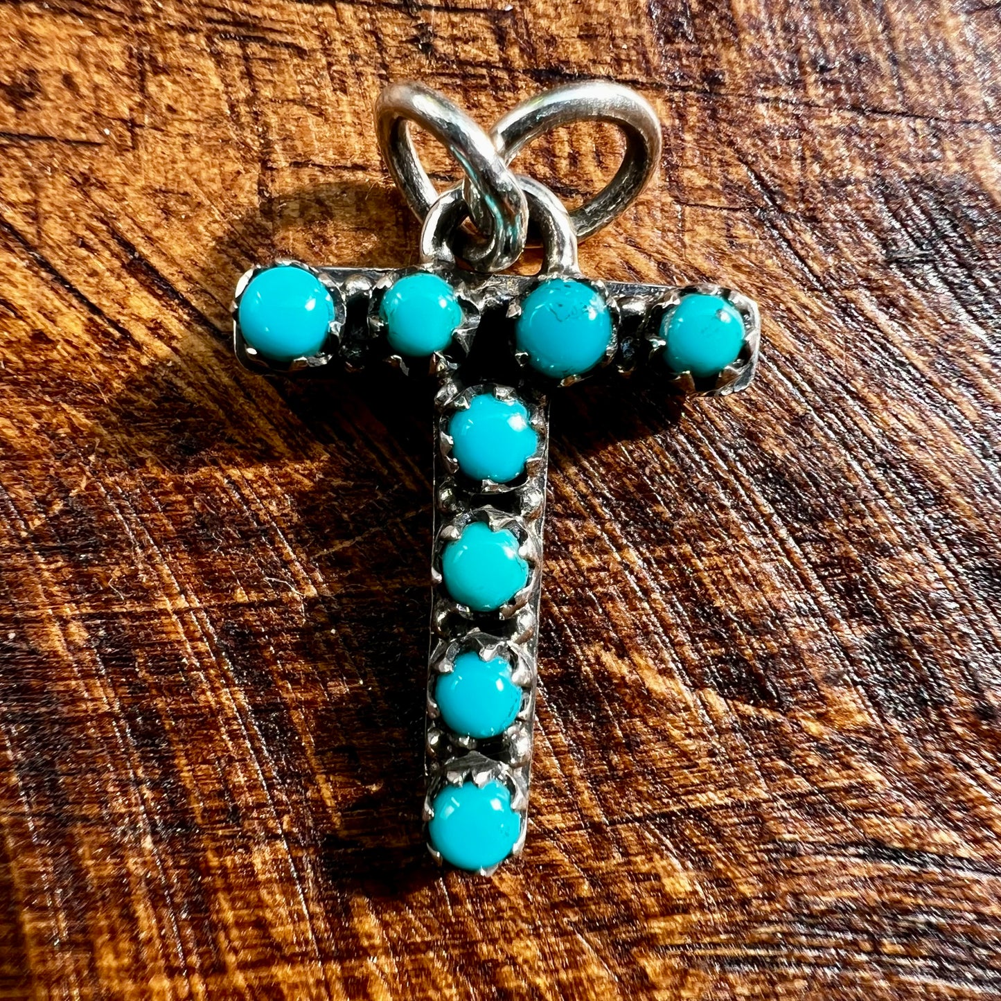 Kingman Turquoise Initial T Sterling Silver Pendant