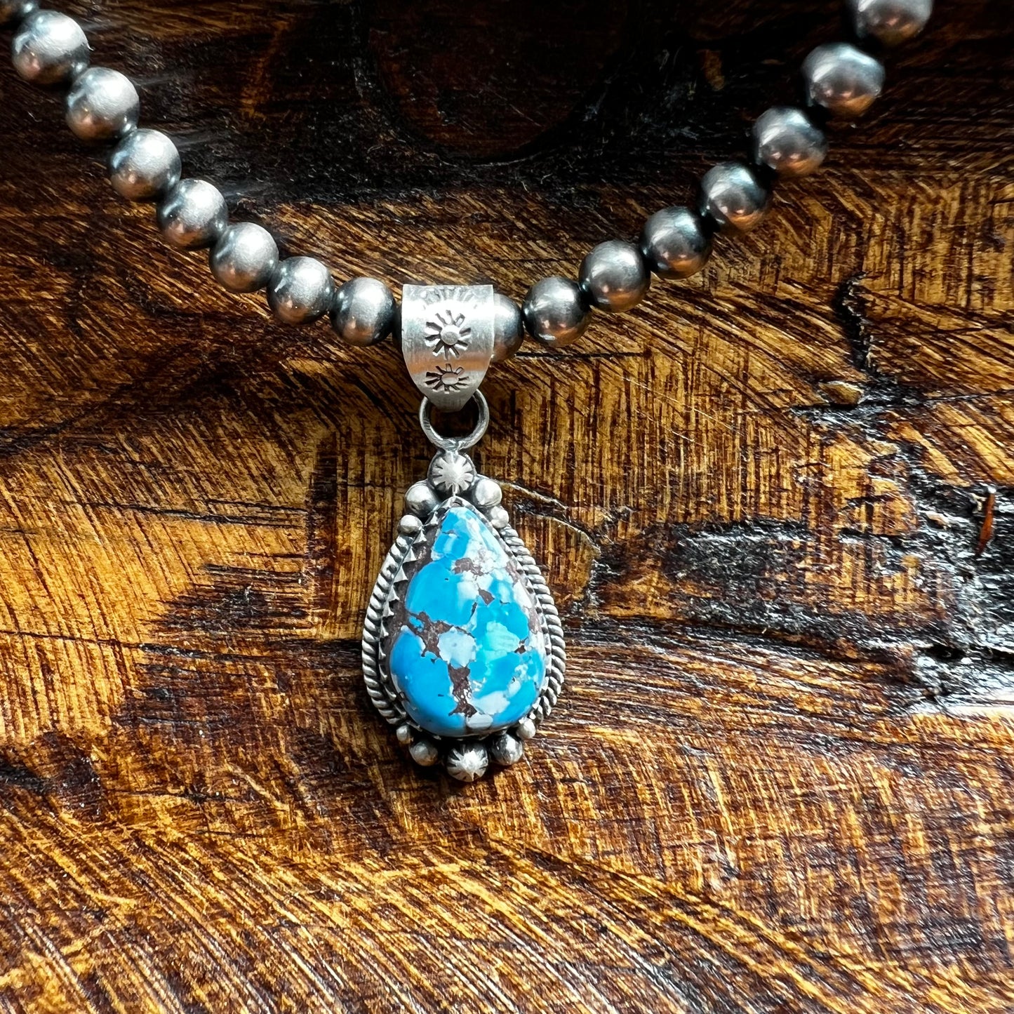 Sterling Silver Golden Hills Turquoise Teardrop Pendant