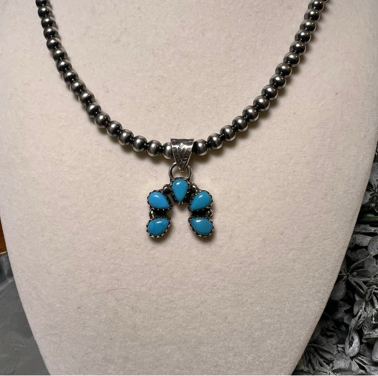 Kingman Turquoise Mini Naja Pendant | Sterling Silver