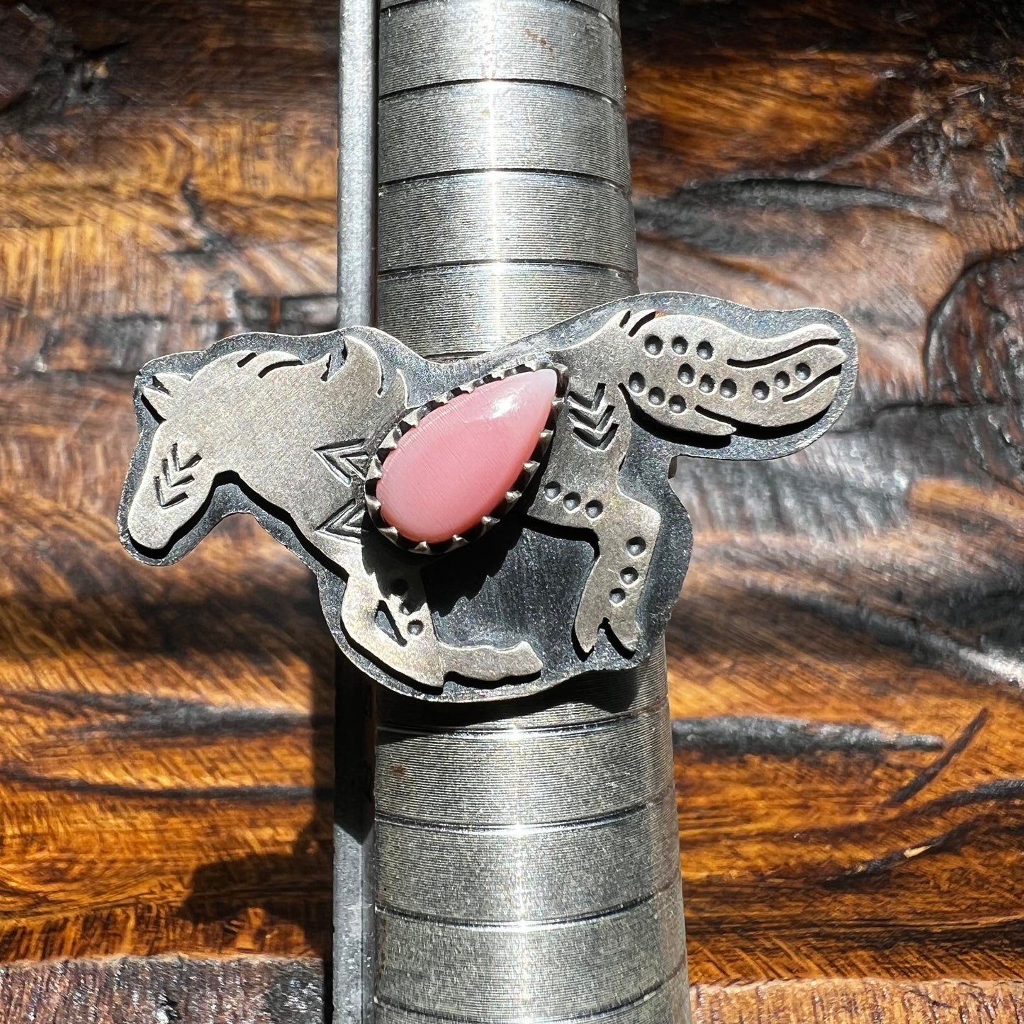 Sterling Silver Queen Conch Running Horse Ring Adjustable