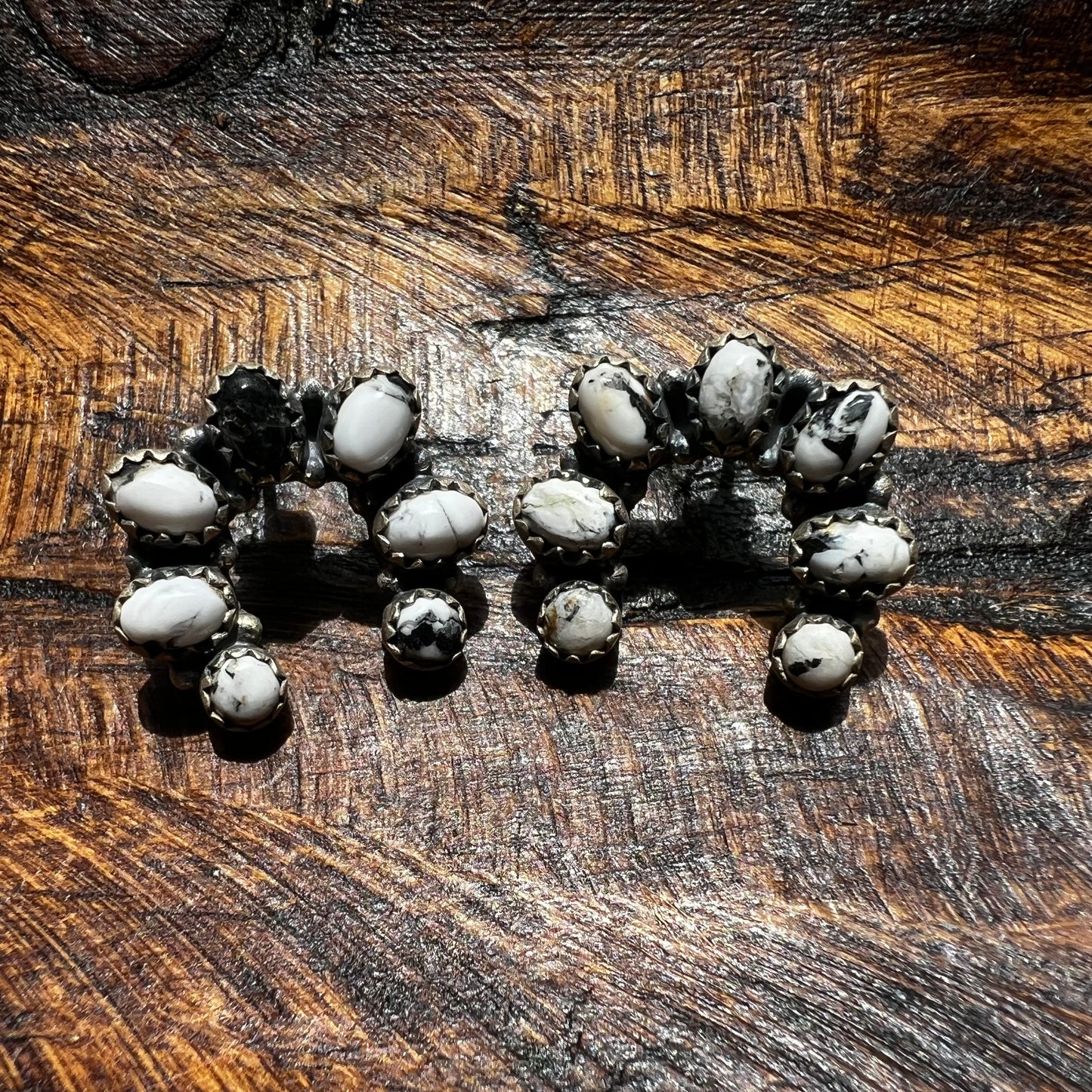 White Buffalo Naja Sterling Silver Stud Earrings